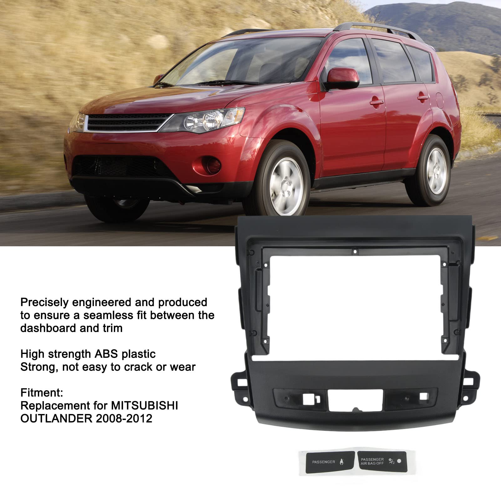 Aramox 9 Inch Car Stereo Radio Fascia Kit - Replacement Dash Panel Frame for Mitsubishi Outlander 2008-2012 | Perfect for Upgrading Your Car Audio System & Navigation Installation