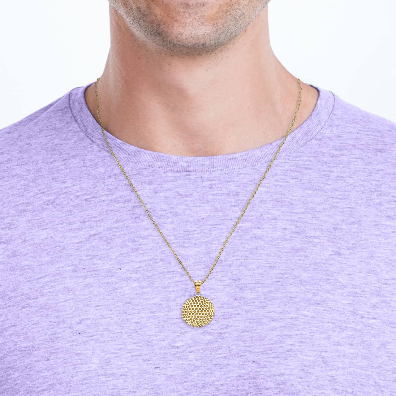 Personalized 14K Yellow Gold Golf Ball Pendant Necklace - Custom Name Engraved Sports Jewelry Gift for Golf Lovers | Perfect for Tournaments, Birthdays & Father's Day