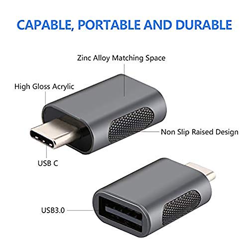 2 Pack USB C to USB A Adapter - Fast Charging & Super Speed Data Transfer - Gold Plated Connectors - Compatible with MacBook, iPad, Samsung Galaxy - Perfect for Travel, Office & Home Use