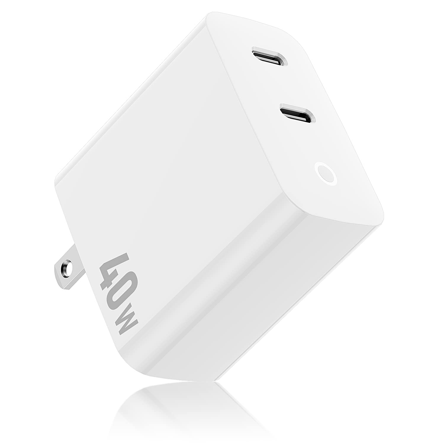 40W Dual Port USB C Fast Charger for iPhone 14 Pro Max/14 Plus/13/12 Mini/11/XS/XR/X/8 & iPad - PD Power Adapter with Type C Port - Compact Charging Block for Home, Office & Travel (1 Pack)