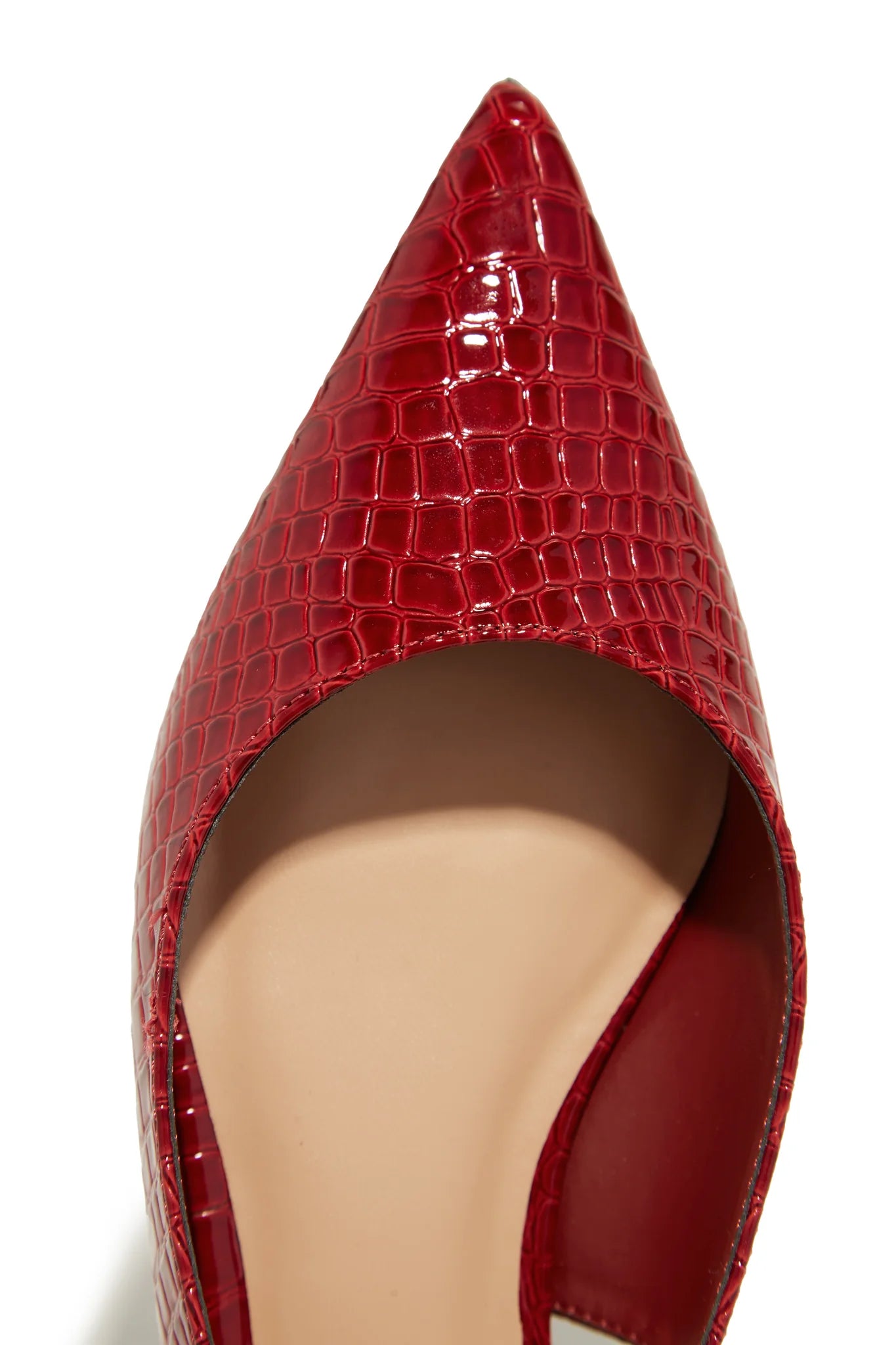 Ashlyn Pointed Toe Flats for Women - Cherry Croc Embossed Leather Ballet Shoes | Comfortable Work Flats & Office Dress Shoes
