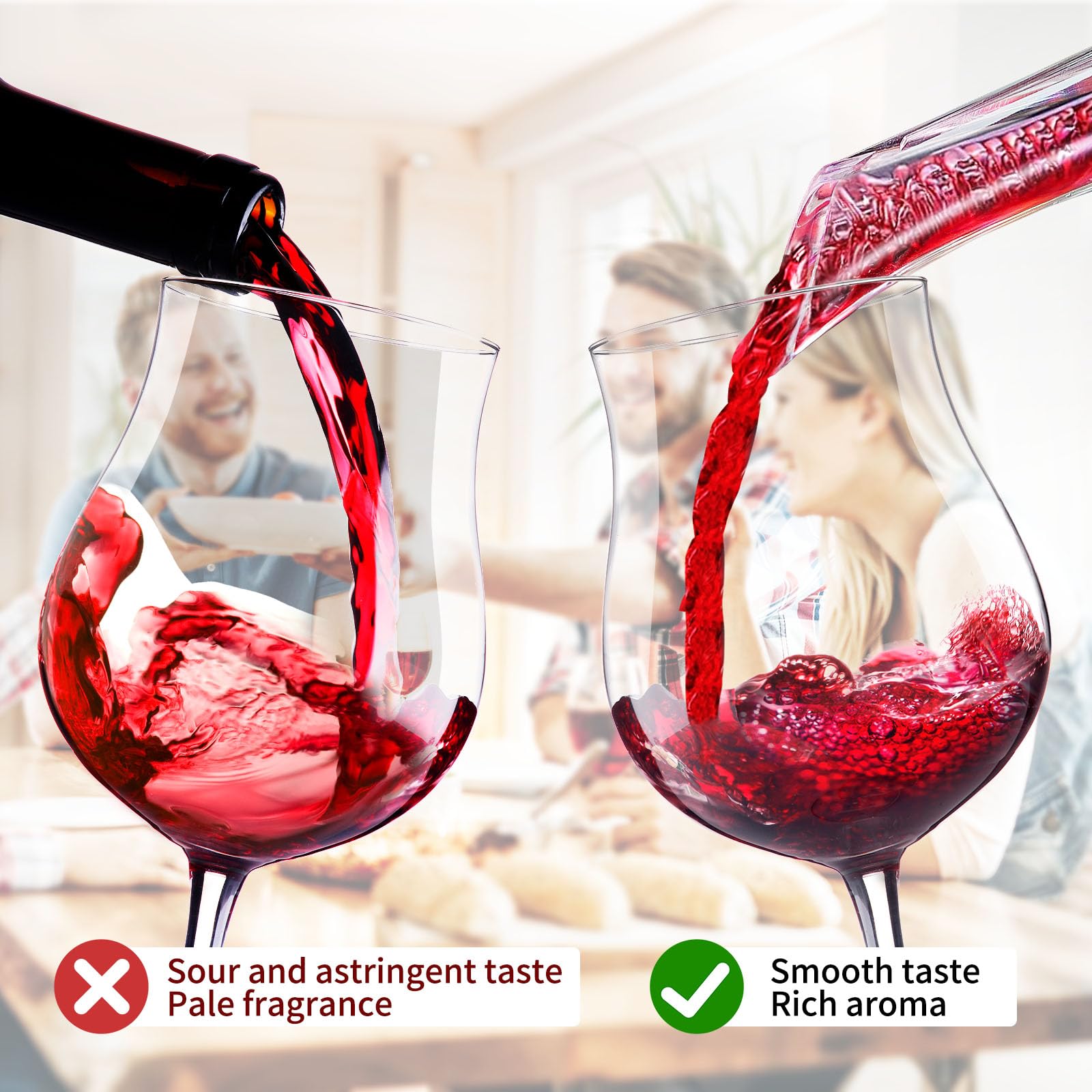 Premium Wine Aerator Pourer Spout - Enhances Flavor with Rich Bubbles, No-Drip Design - Professional Quality Decanter for Red & White Wines - Perfect Gift for Wine Lovers - Ideal for Dinner Parties, Wine Tastings & Romantic Evenings