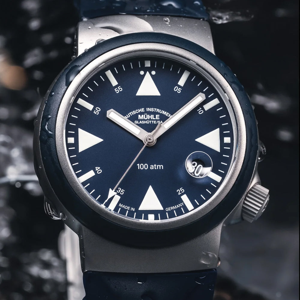 **SAR Rescue Timer Automatic 42mm Dive Watch - Nautic Blue Dial with Rubber Strap for Professional Diving & Water Sports**