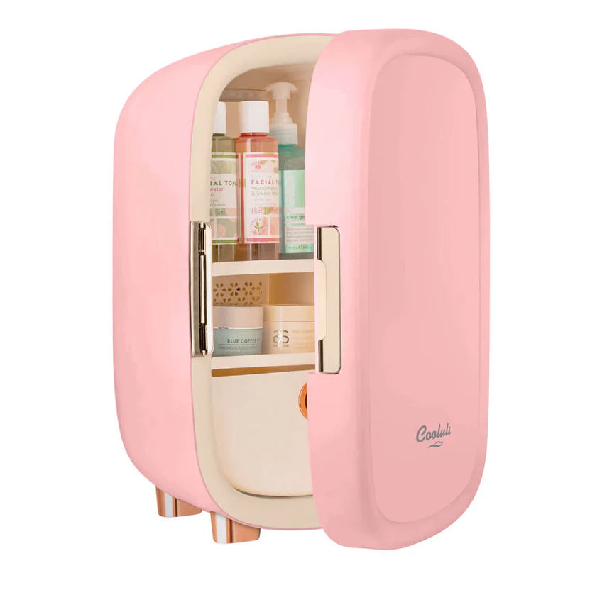 Cooluli Mini Beauty Fridge - 12L Compact Skincare Refrigerator for Cosmetics, Pink | Perfect for Bedroom, Salon & Travel | Keep Serums, Masks & Perfumes Fresh