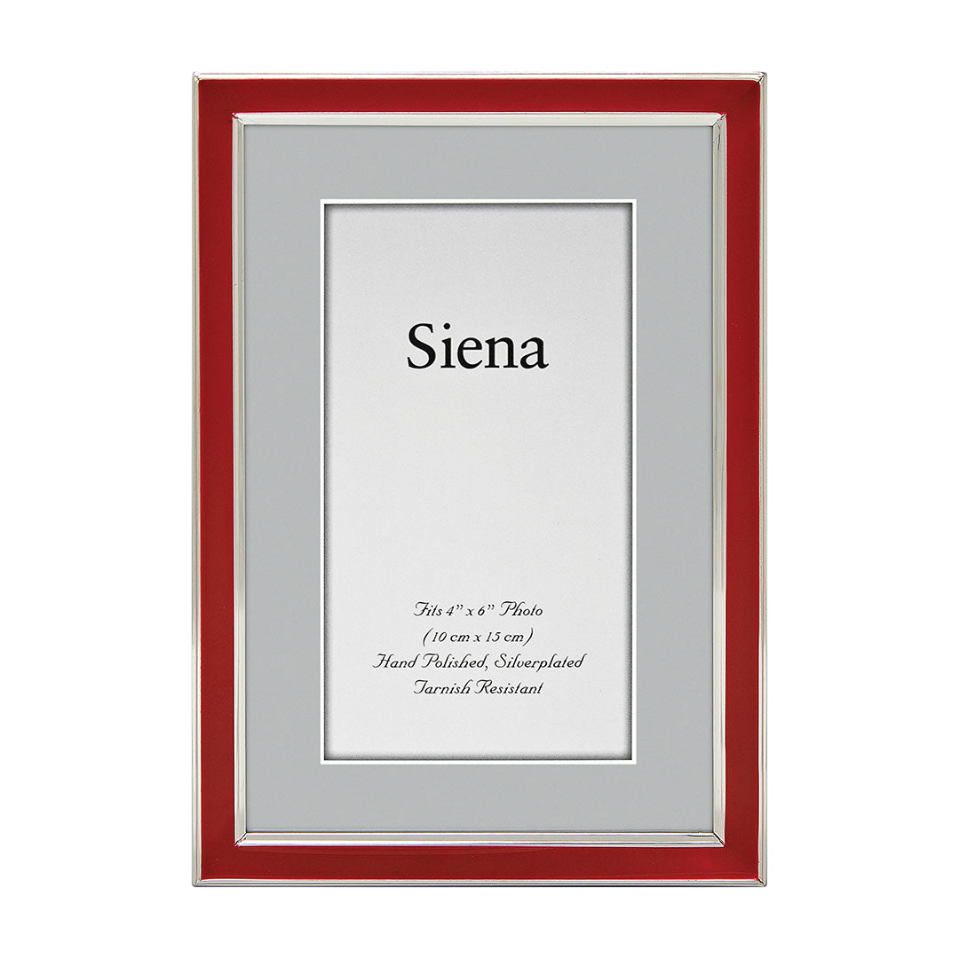 4x6 Red Enamel Silver Plated Photo Frame - Elegant Display for Wedding, Graduation & Family Photos - Perfect for Home Decor and Gift Giving