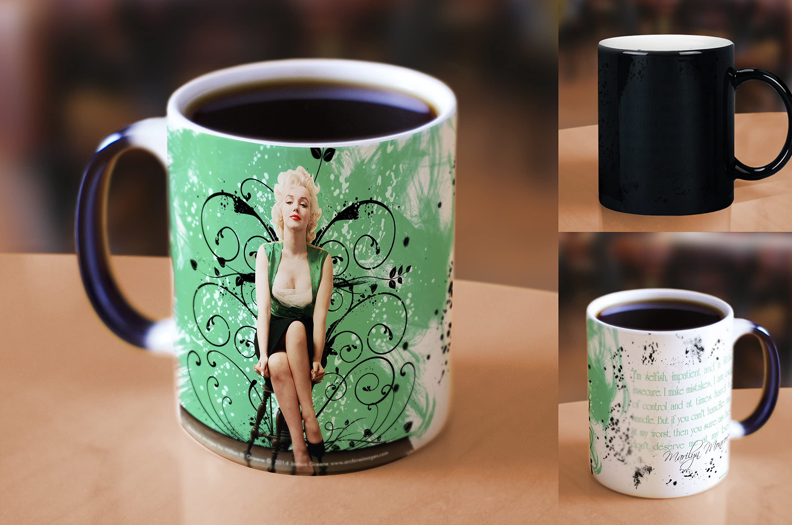 Black Marilyn Monroe Morphing Mug - Heat Activated Ceramic Coffee Cup for Gifts & Collectibles - Perfect for Office, Home, or Pop Culture Fans