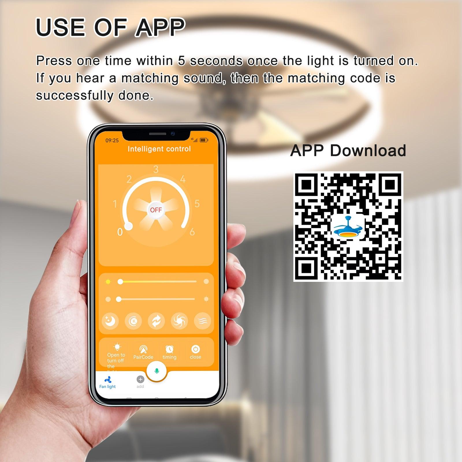 Modern Ceiling Fan with Dimmable LED Lights - Ultra Thin Design, Easy Embedded Installation (Orange) - Perfect for Living Room, Bedroom, and Home Office Cooling & Lighting