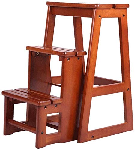 FADUNI Foldable Wooden Step Stool for Indoor Use - Solid Wood Climbing Stool, Portable Flower Stand, Multifunctional Ladder Chair - Perfect for Home, Kitchen, Bathroom, and Gardening