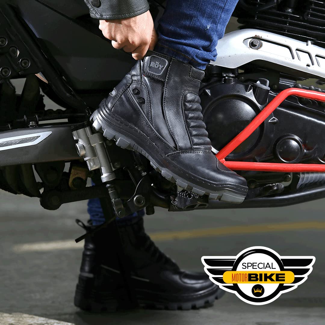 **Men's Motorcycle Riding Boots - Leather Biker Boots for Men - Durable & Comfortable Motorcycle Shoes for Safe Riding - Perfect for Cruising, Touring & Daily Commute**