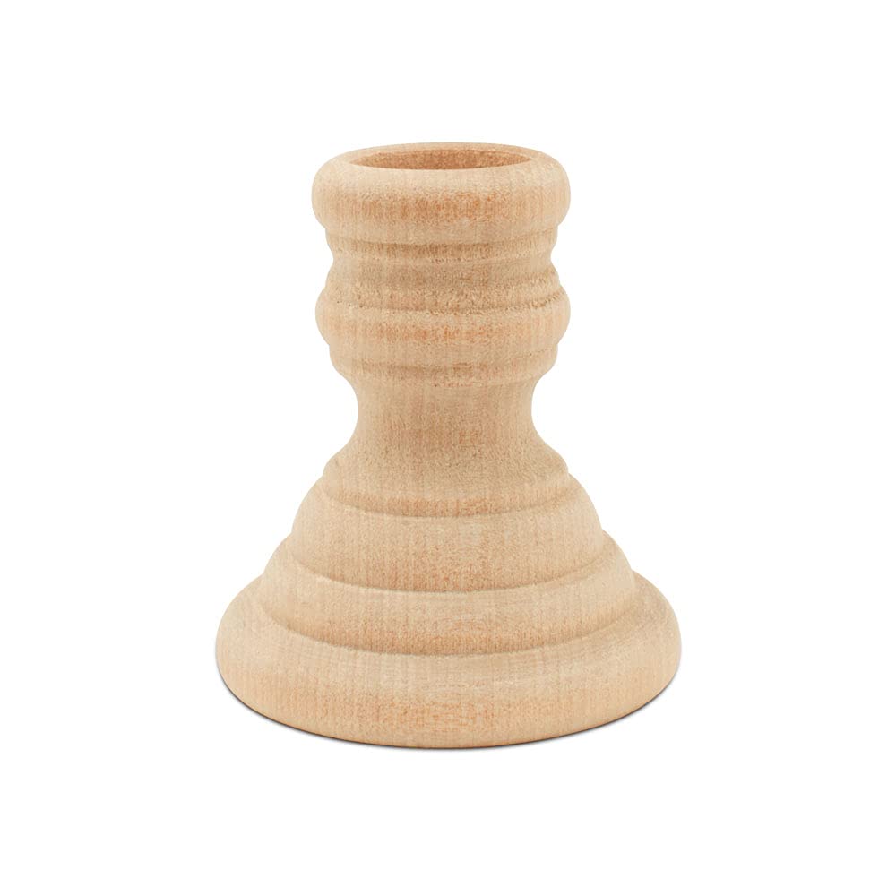 Unfinished Wood Country Candle Holders - 2-5/8 Inch with 7/8 Inch Taper Candle Hole - Set of 12 Rustic Wooden Candle Cups - Perfect for Weddings, DIY Crafts, and Farmhouse Decor by Woodpeckers