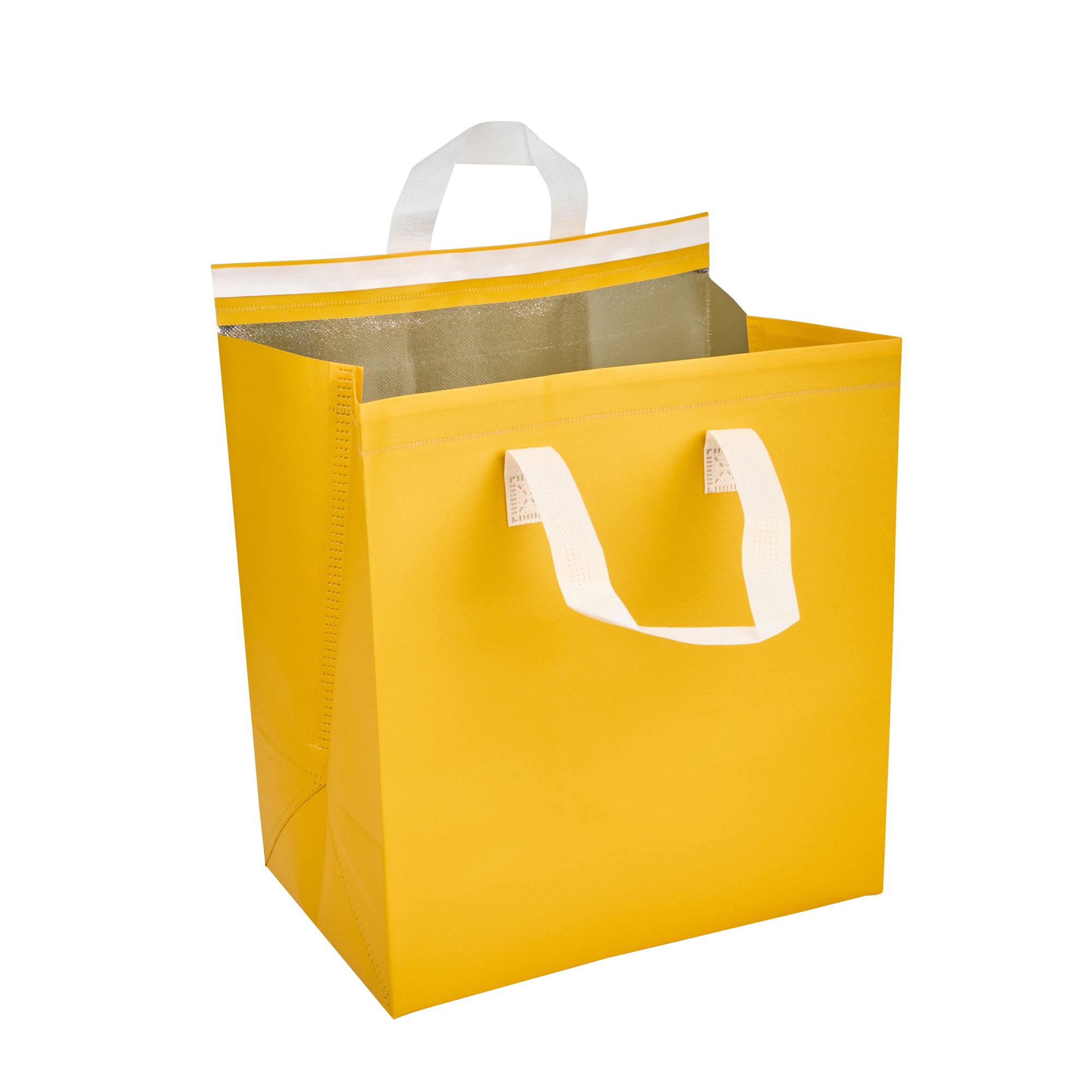Insulated Yellow Takeout Bags - Tamper Evident Food Delivery Bags (11.75
