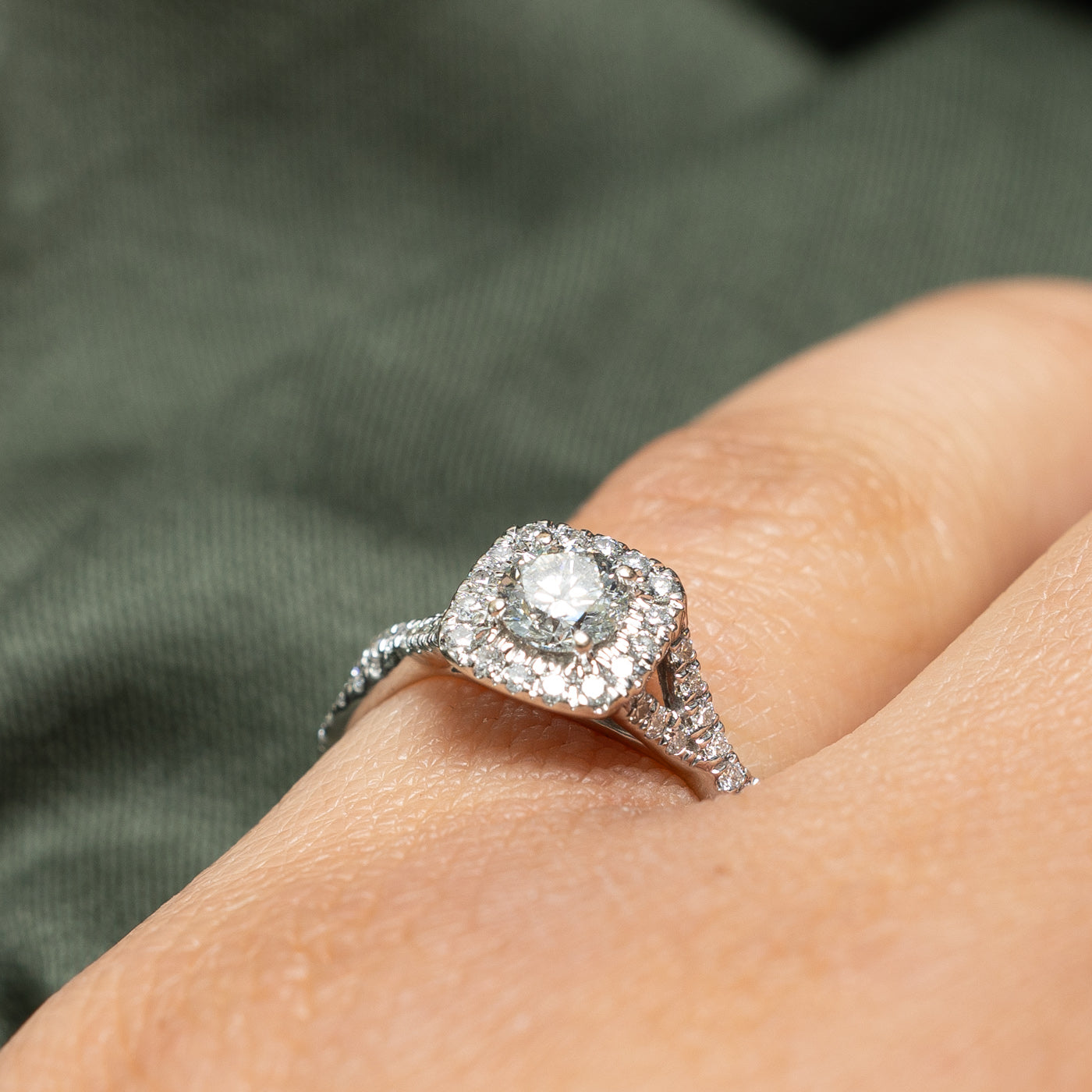 0.70ctw Diamond Halo Crossover Engagement Ring - Size 5 | Elegant Wedding Band for Proposals, Anniversaries & Special Occasions