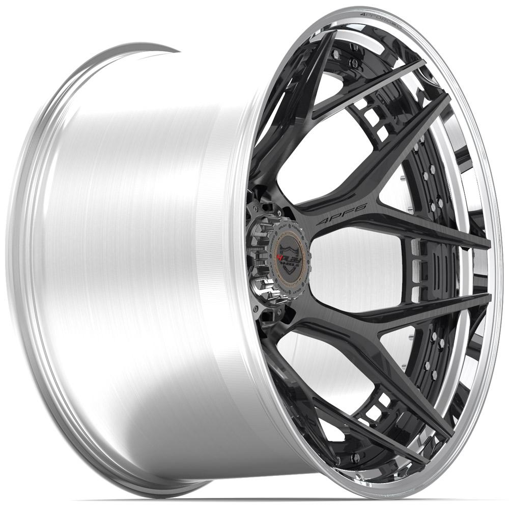 4Play Forged Series 4PF6 24x14.0 Wheels - Brushed with Tinted Clear Center & Polished Barrel - 8x165.1mm Bolt Pattern - 124.9mm Offset - Premium Forged Alloy Rims for Trucks & SUVs - Perfect for Off-Roading & Custom Builds