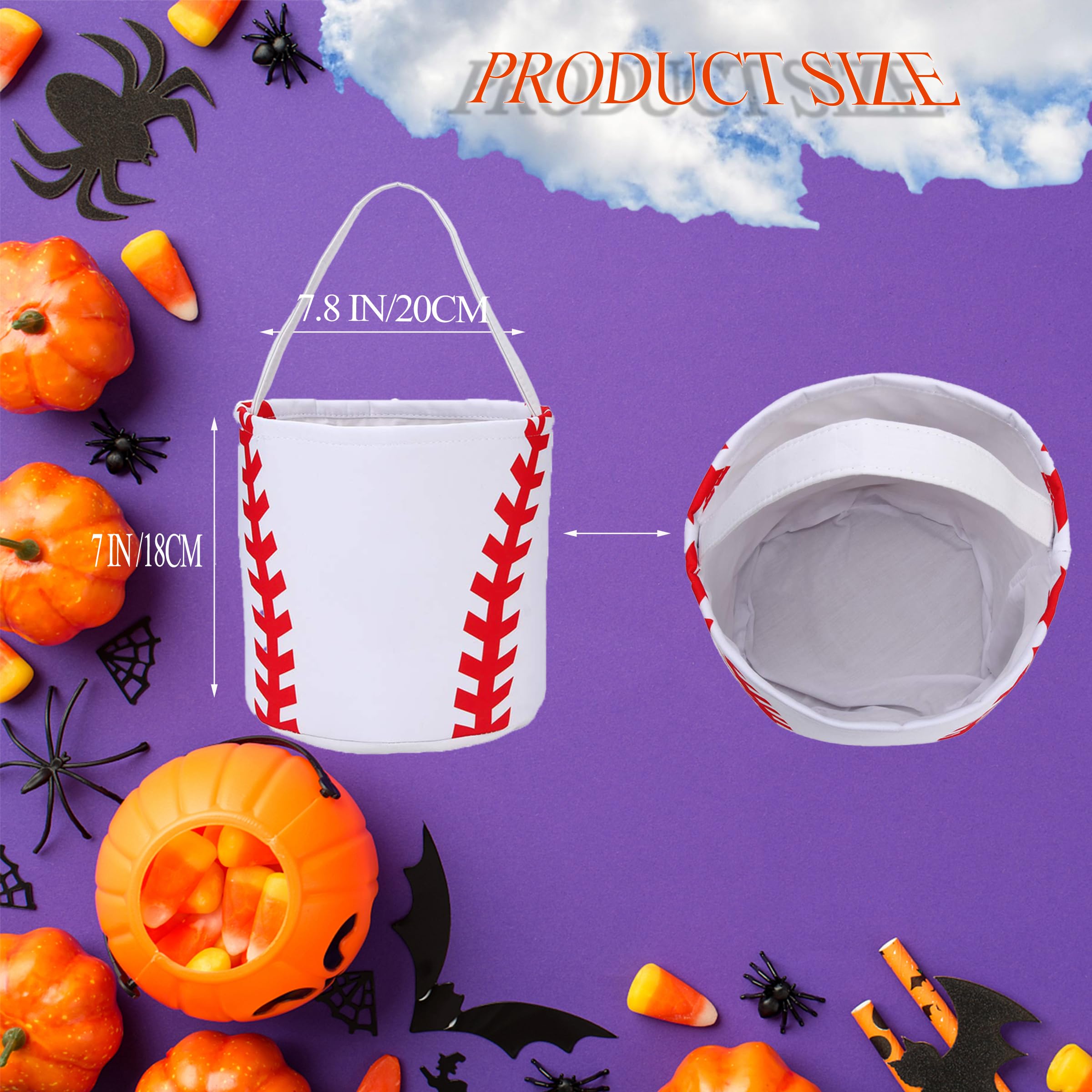 Kids' Baseball Basket - Easter Egg Hunt Basket & Halloween Trick or Treat Candy Bucket - Durable Canvas Easter Baskets for Boys and Girls - Perfect for Easter Celebrations, Halloween Parties, and Spring Festivals