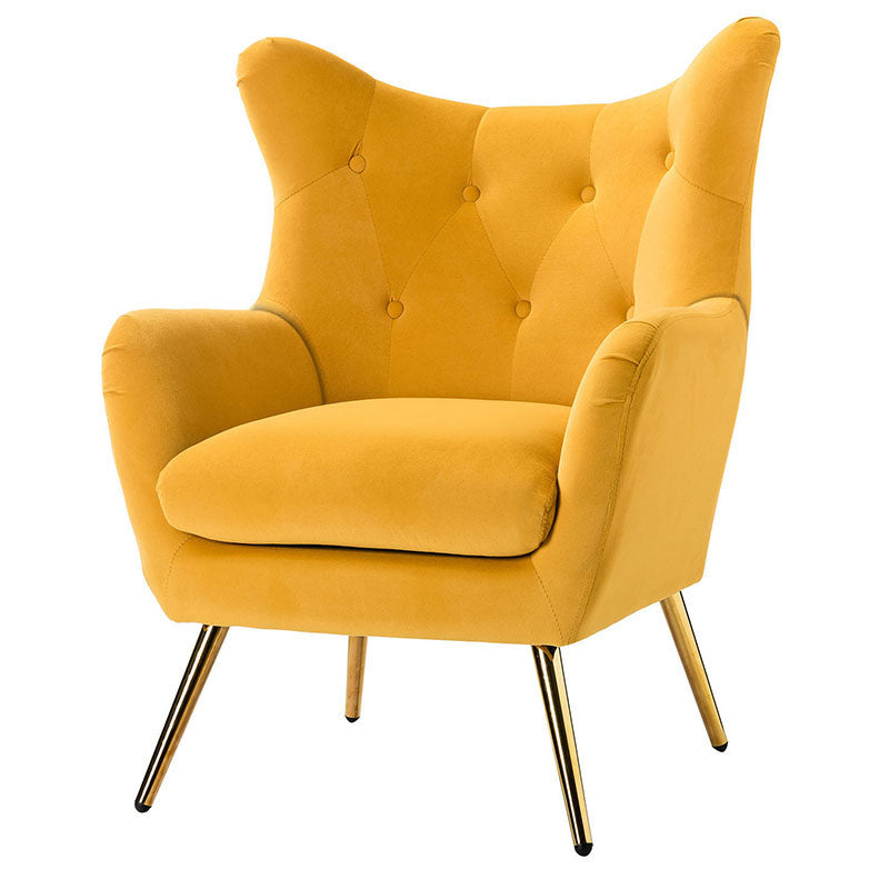 Luxury Isabelle Wingback Velvet Upholstered Armchair - High Back Accent Chair with Sturdy Metal Legs for Living Room, Bedroom & Office Decor