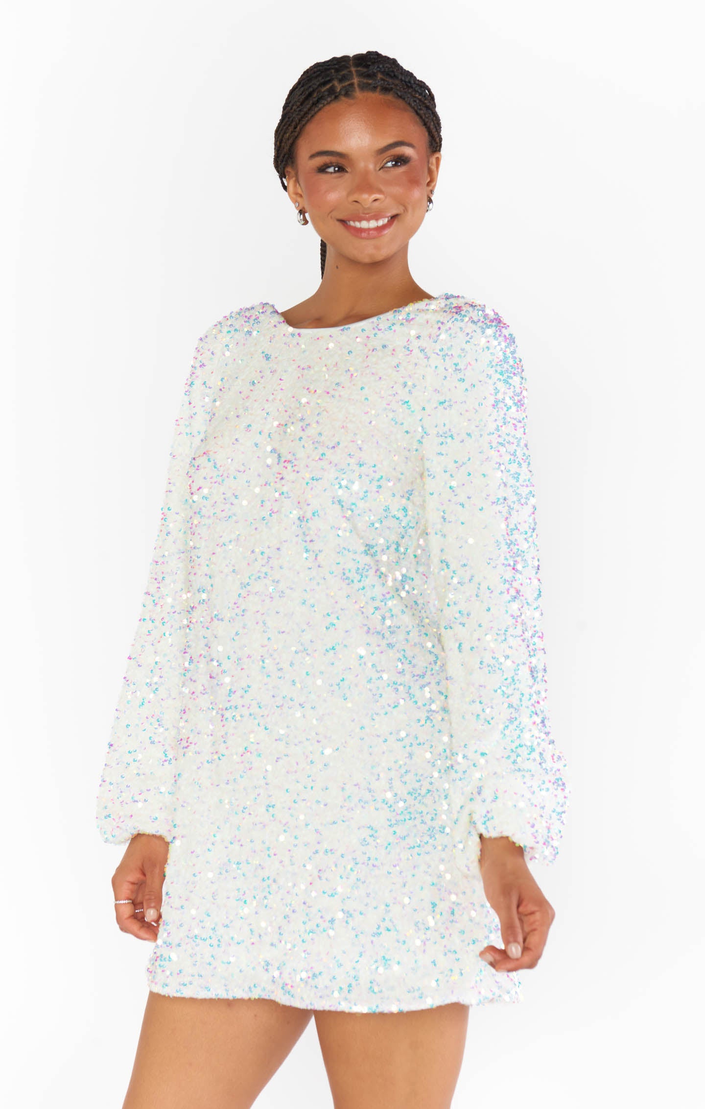 Clarabelle Women's Sparkle Sequin Party Dress in White - Perfect for Prom, Evening Gala & Special Occasions