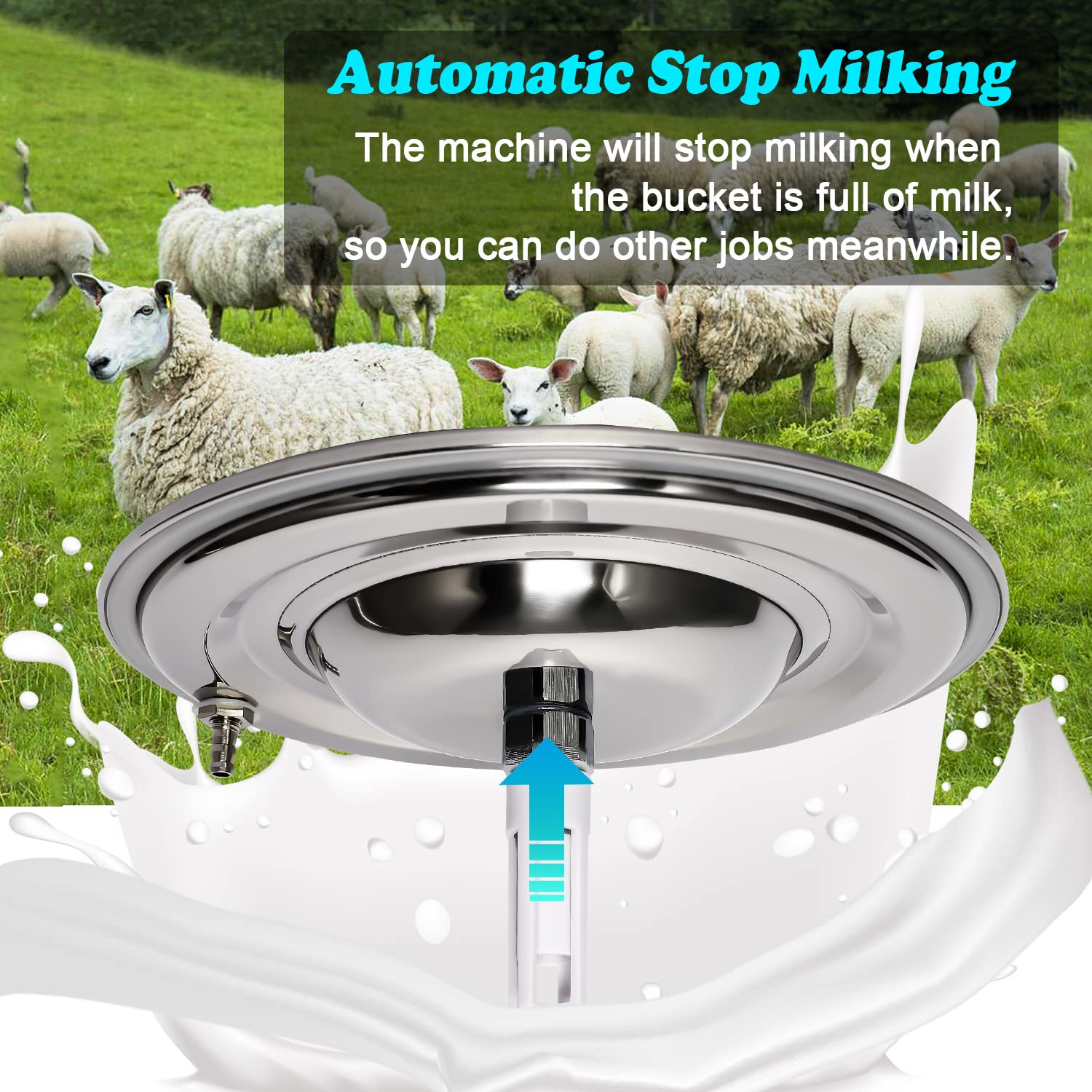 14L Electric Goat Milking Machine with Pulsation Vacuum Pump - Portable Milker for Jerseys, Nigerian Dwarfs & Nubian Goats - Perfect for Small Farms, Homesteads & Dairy Production (14L Capacity)