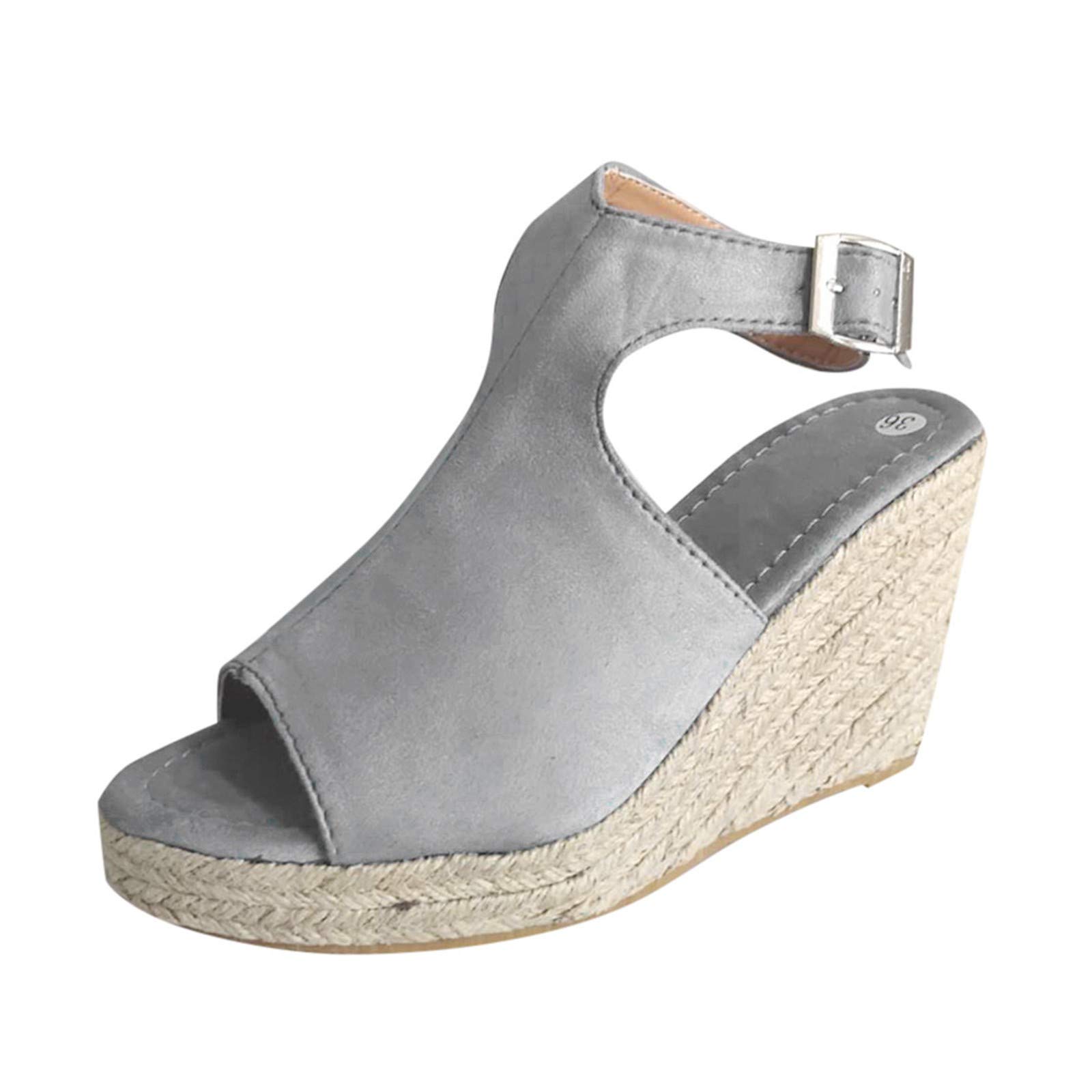 Women's Casual Buckle Strap Roman Wedge Sandals - Comfortable Open Toe Platform Beach Shoes for Summer Walking, Travel & Outdoor Activities