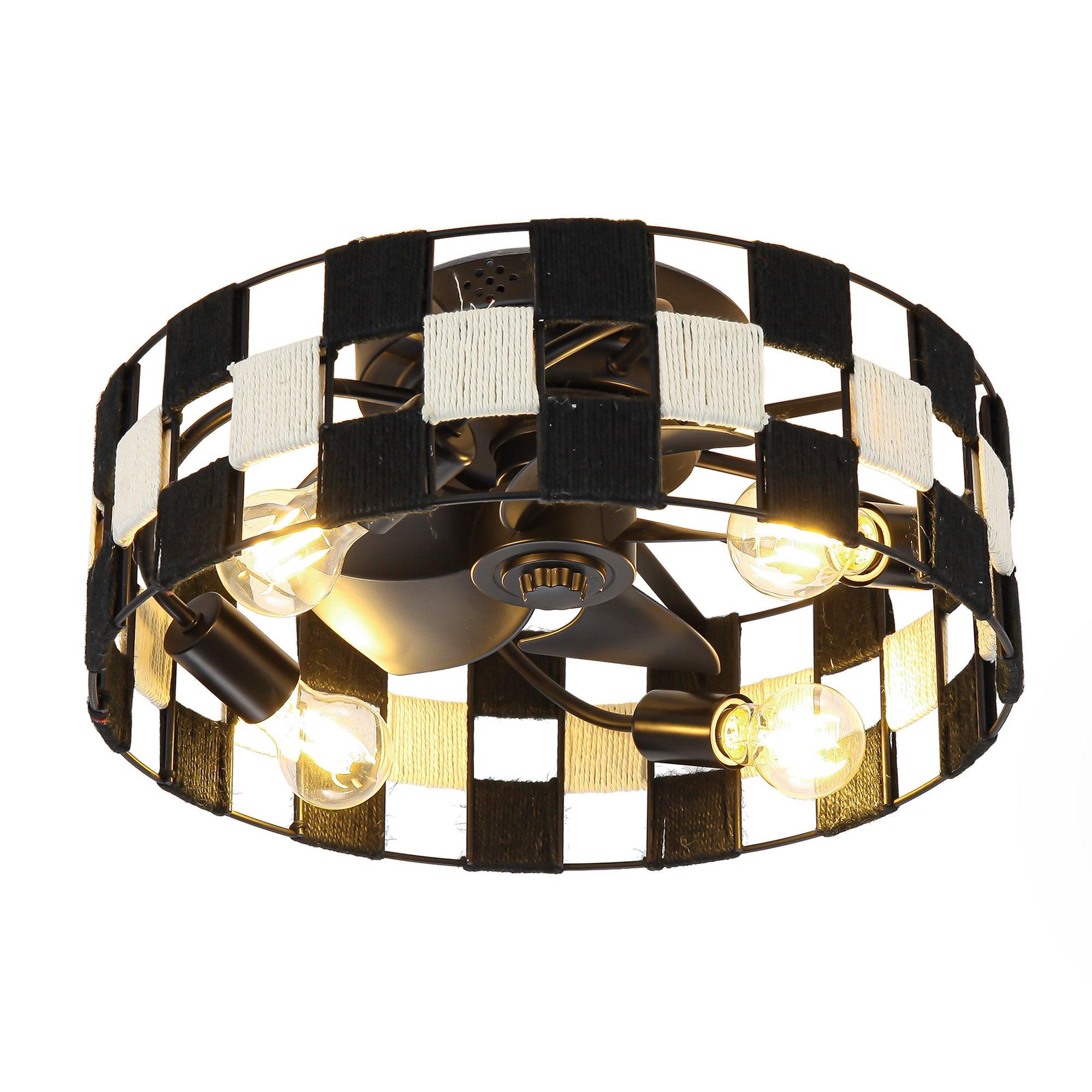 18 Inch Black Industrial Flush Mount Ceiling Fan with Light, Smart APP & Remote Control - Perfect for Living Room, Bedroom, Office & Commercial Spaces