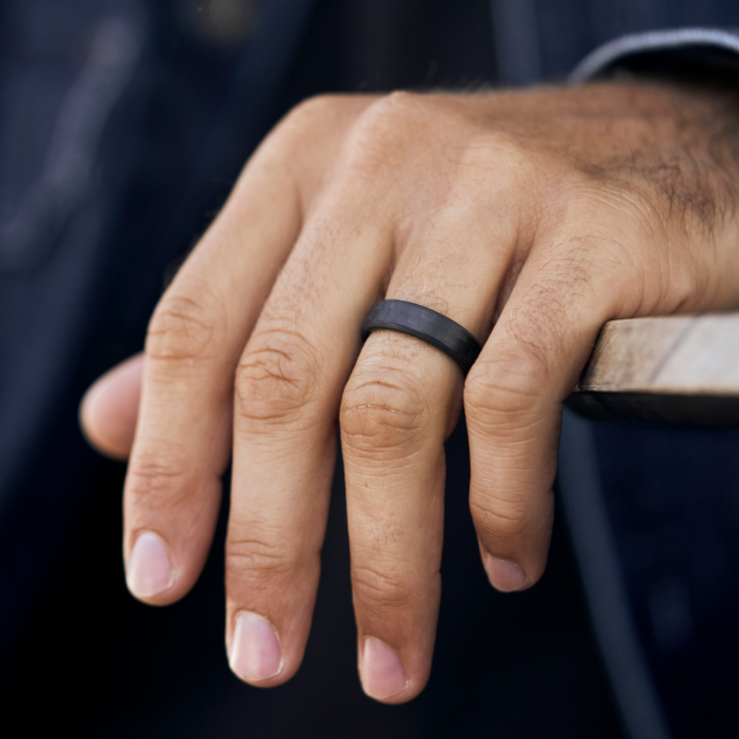 Ridge 6mm Beveled Carbon Fiber 3K Ring Set for Men - Durable & Lightweight Wedding Band, Anniversary Gift, Everyday Wear