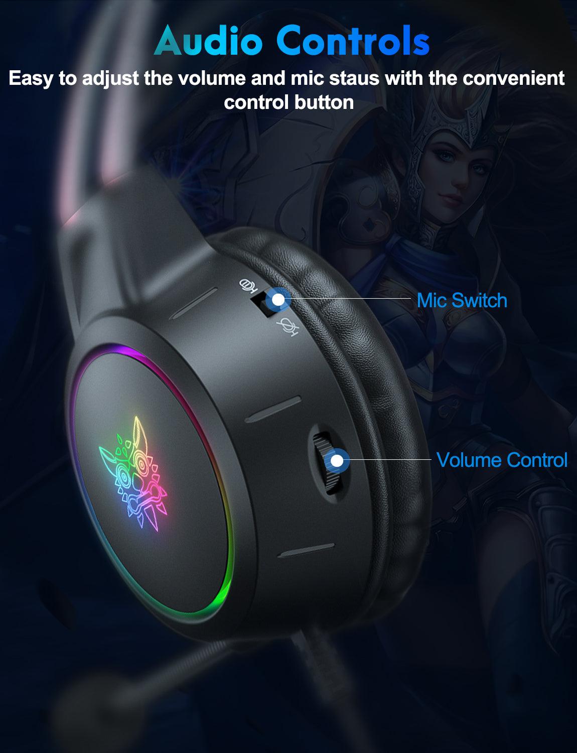 ONIKUMA X15 PRO Cat Ear Gaming Headset with Noise Cancelling Microphone, RGB Lights, Durable Stereo Surround Sound - Perfect for PC, PS4, Xbox, Nintendo Switch & Online Gaming