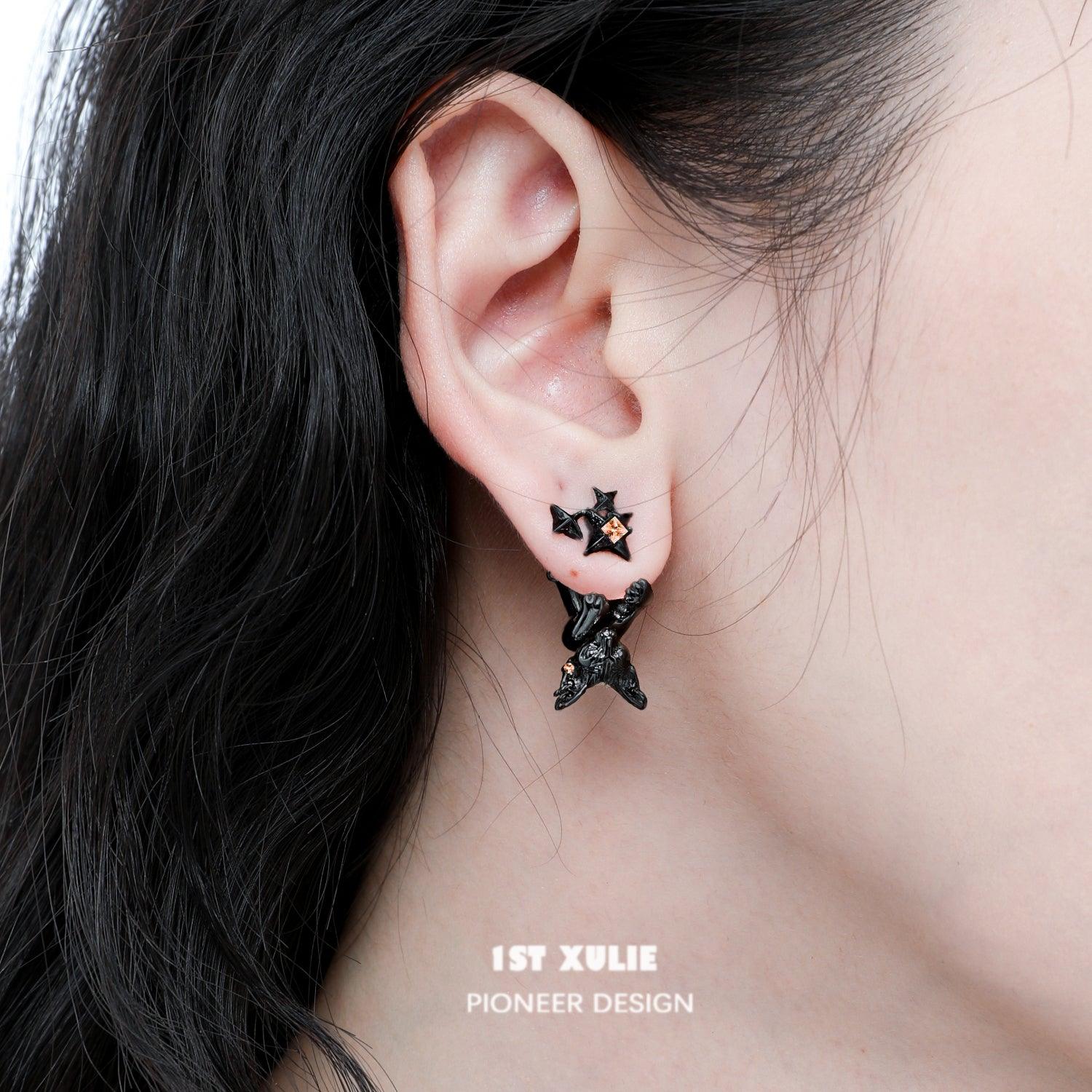 S925 Sterling Silver Cat Earrings - Elegant Cat Gaze Upside Down Design for Women | Perfect Gift for Cat Lovers, Birthday & Anniversary | Wear Daily, Office or Special Occasions