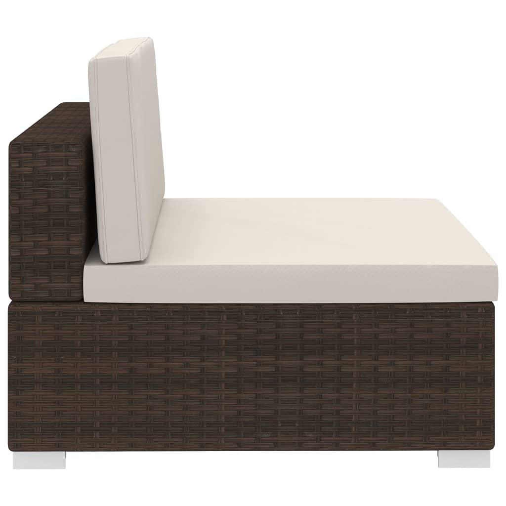 4-Piece Brown Poly Rattan Garden Sofa Set with Cushions - Outdoor Patio Sectional Lounge Furniture for Backyard, Poolside & Terrace Relaxation