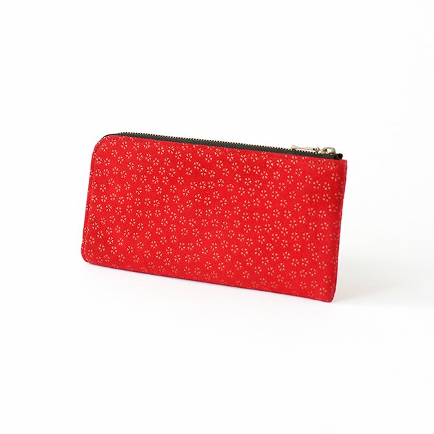 Premium Japanese Deerskin Leather Zip Long Wallet with Urushi Lacquer - Cherry Blossom Red, Handmade in Japan | Luxury Bifold Wallet for Men & Women, Perfect for Travel, Business & Everyday Use