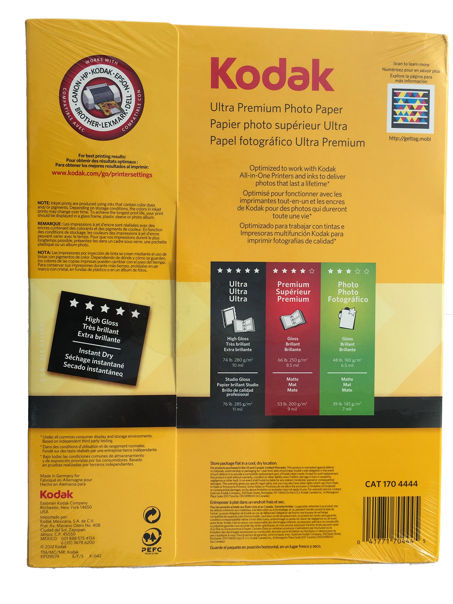Kodak Ultra Premium High Gloss Photo Paper - 50 Sheets, 8.5 x 11 Inches - Ideal for Professional Prints, Photo Albums & Framed Pictures