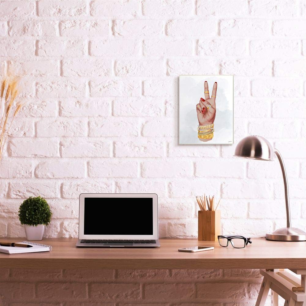 Stupell Industries Peace Hand Pose Wall Art with Chic Fashion Accessories - 10