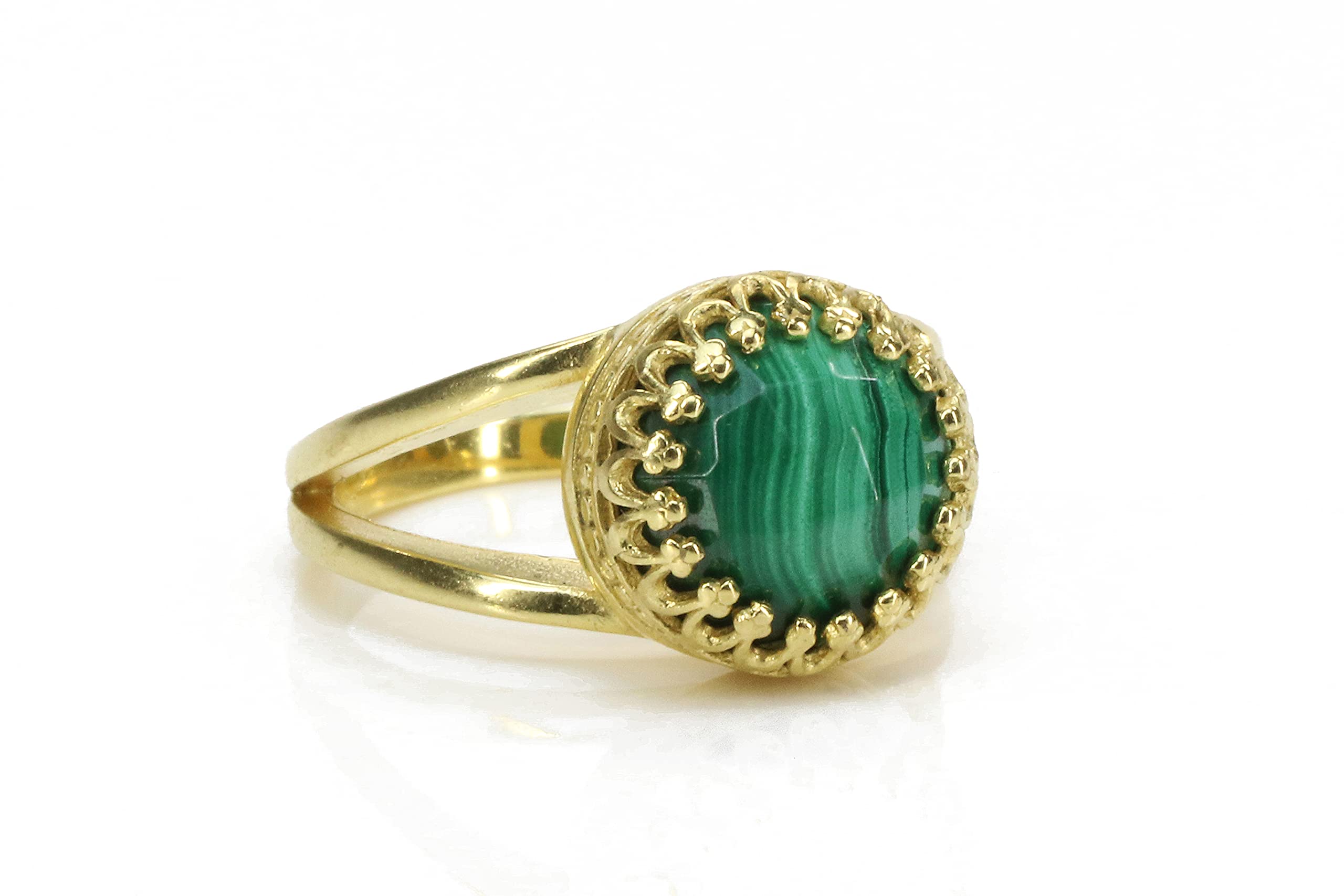 14k Rose Gold Filled Malachite Gemstone Ring for Women - Handmade Anemone Jewelry, Elegant Birthstone Ring for Birthdays, Anniversaries & Everyday Wear - Perfect Gift for Her, Boho Chic Style Jewelry for Casual Outfits & Special Occasions