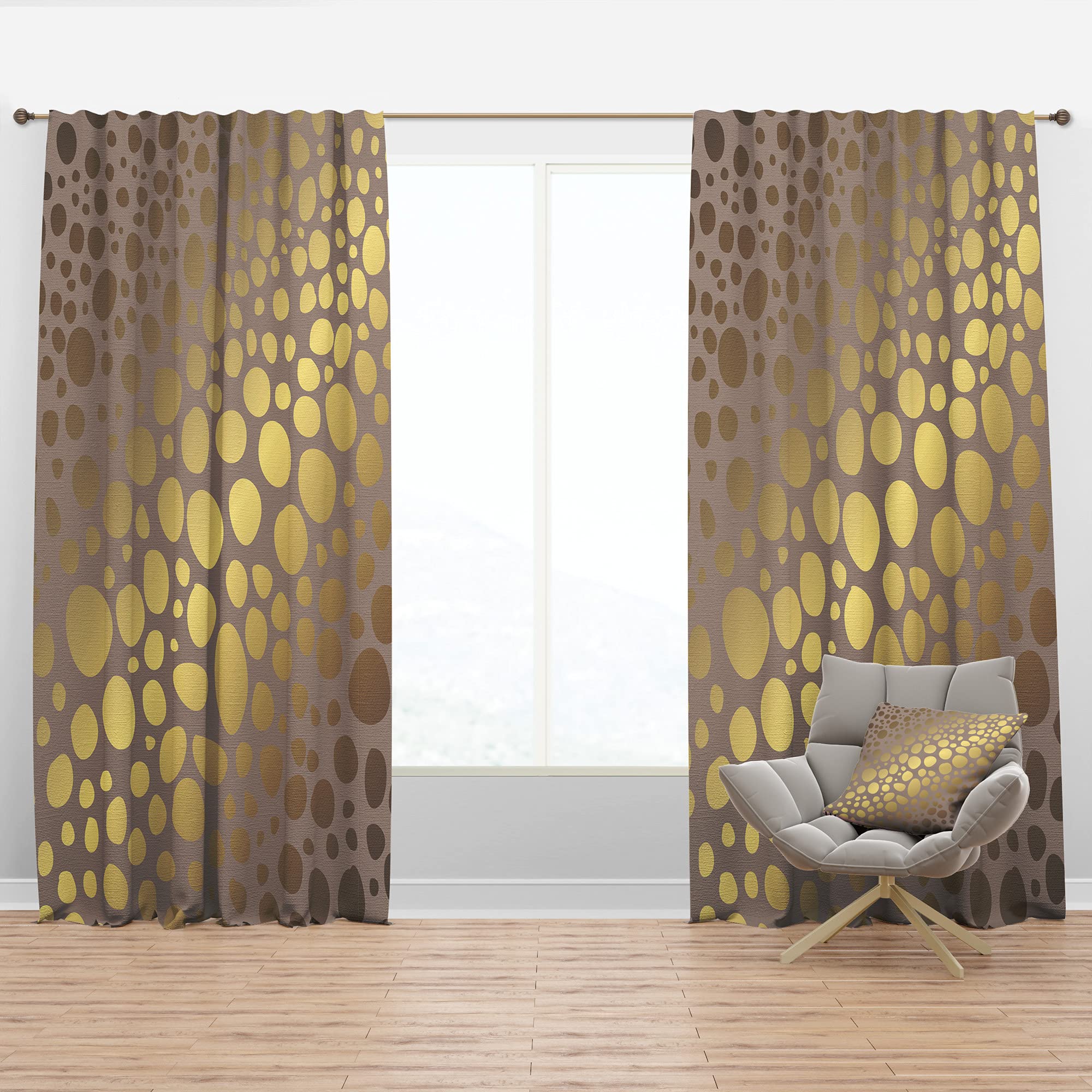 Golden Marble Blackout Curtains - Thermal Insulated Single Panel (52x90 inches) for Bedroom & Living Room - Noise Reducing & Energy Saving Window Drapes - Perfect for Home Theater, Nursery & Shift Workers
