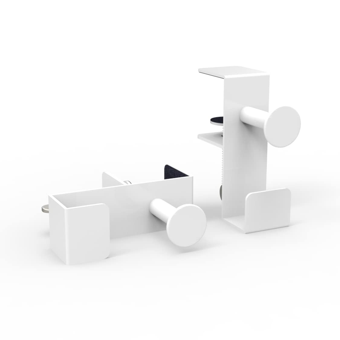 Adjustable Rotating Metal Under Desk Headphone Stand Holder - Universal Steel PC Gaming Headset Hanger Hook with Cable Organizer - Perfect for Office, Gaming Setup & Home Workspace (White, 2 Pack)