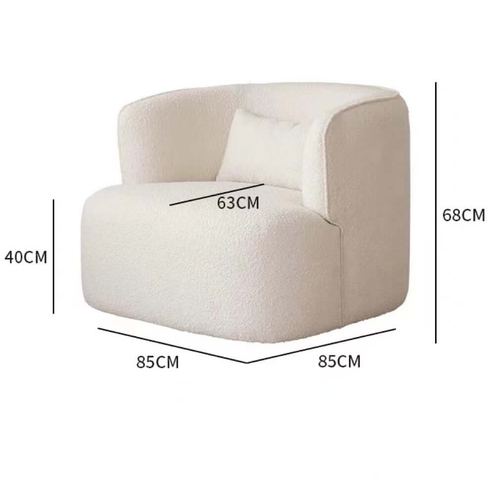 White Gray Blue Boucle Sherpa Accent Chair - Nordic Modern Swivel Lounge Chair with Gwyneth Ivory Boucle Fabric - Perfect for Living Room, Bedroom or Office Reading Nook