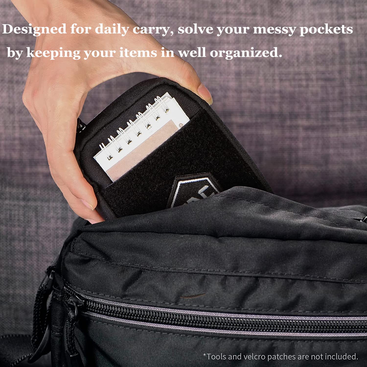 EDC Pouch Pocket Organizer - Small Nylon Tool Bag with Patch Panel for DIY, Multi-Tool Storage & Everyday Carry - Perfect for Camping, Hiking, and Outdoor Adventures