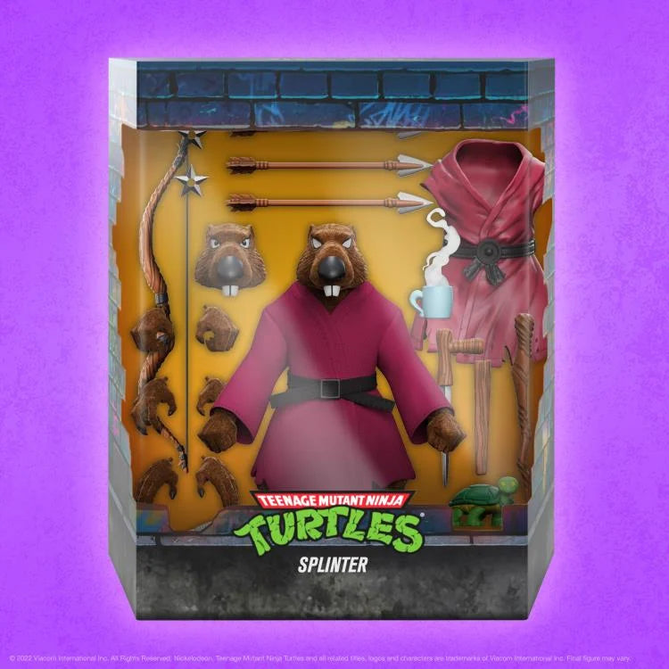 Teenage Mutant Ninja Turtles ULTIMATES! Flocked Splinter Action Figure - Collectible TMNT Toy for Fans, Perfect for Display & Play | Home Decor, Gift for Kids & Adults