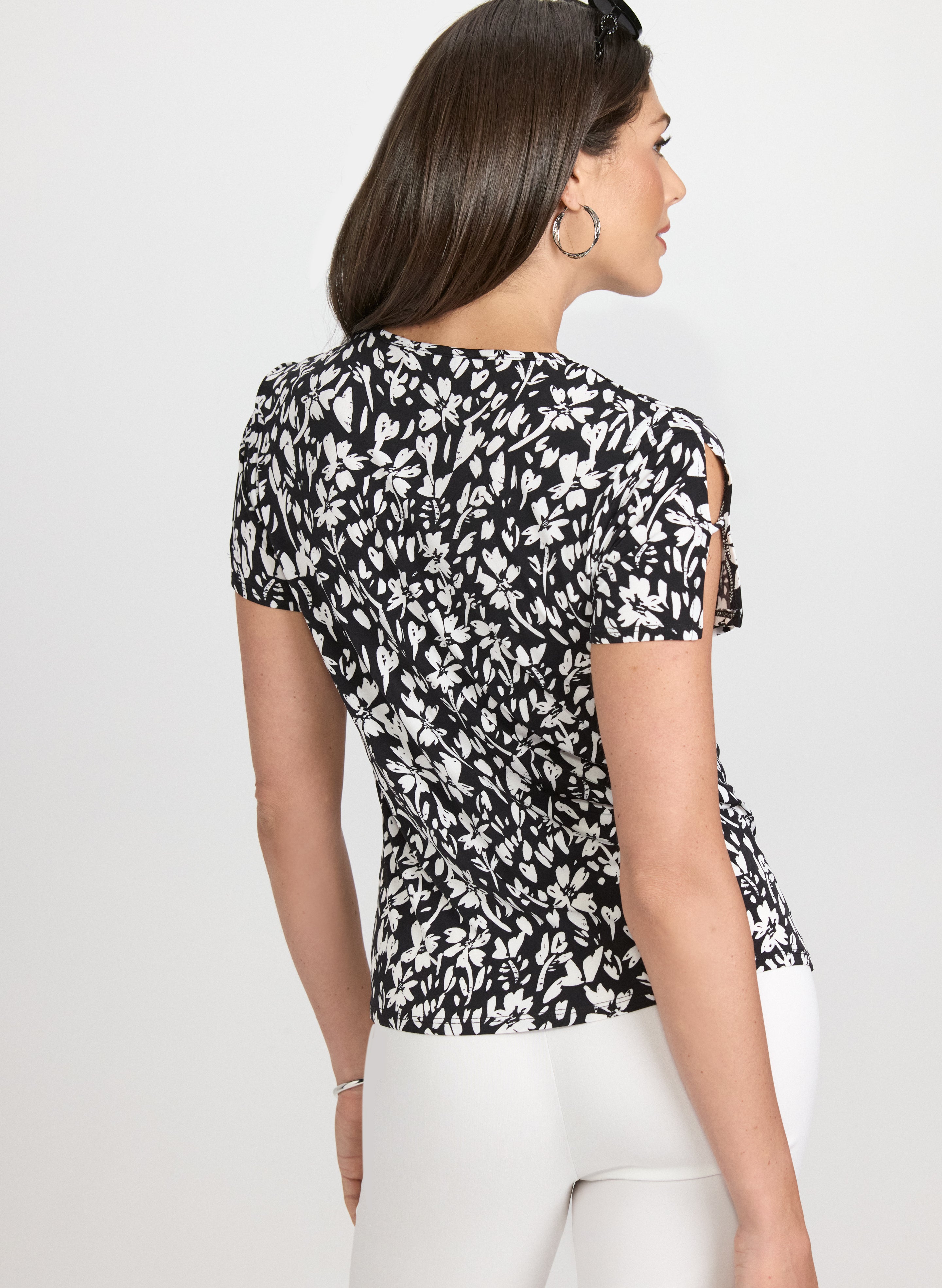 Floral Print Split Sleeve Blouse for Women - Elegant Boho Chic Tunic Top for Casual Outings, Date Nights & Summer Vacations