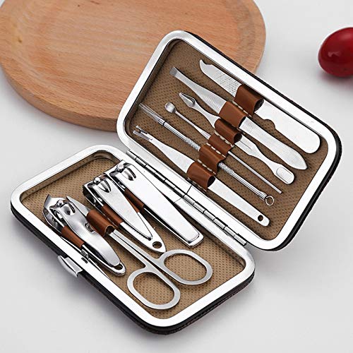 10pcs Stainless Steel Nail Clipper Set - Manicure Pedicure Kit for Home & Travel