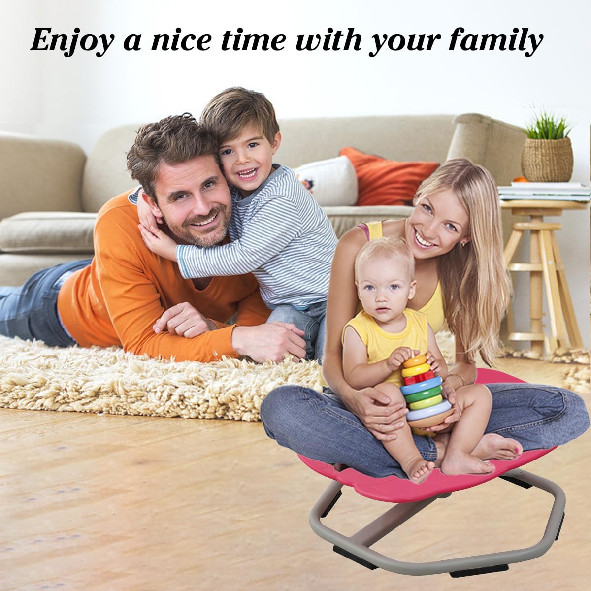 BaiYouMei Sensory Swivel Chair for Kids with Autism - Spinning Sit & Spin Toy for Body Coordination Training (Rose Elephant Design) - Perfect for Sensory Rooms, Therapy Clinics, and Home Play Areas