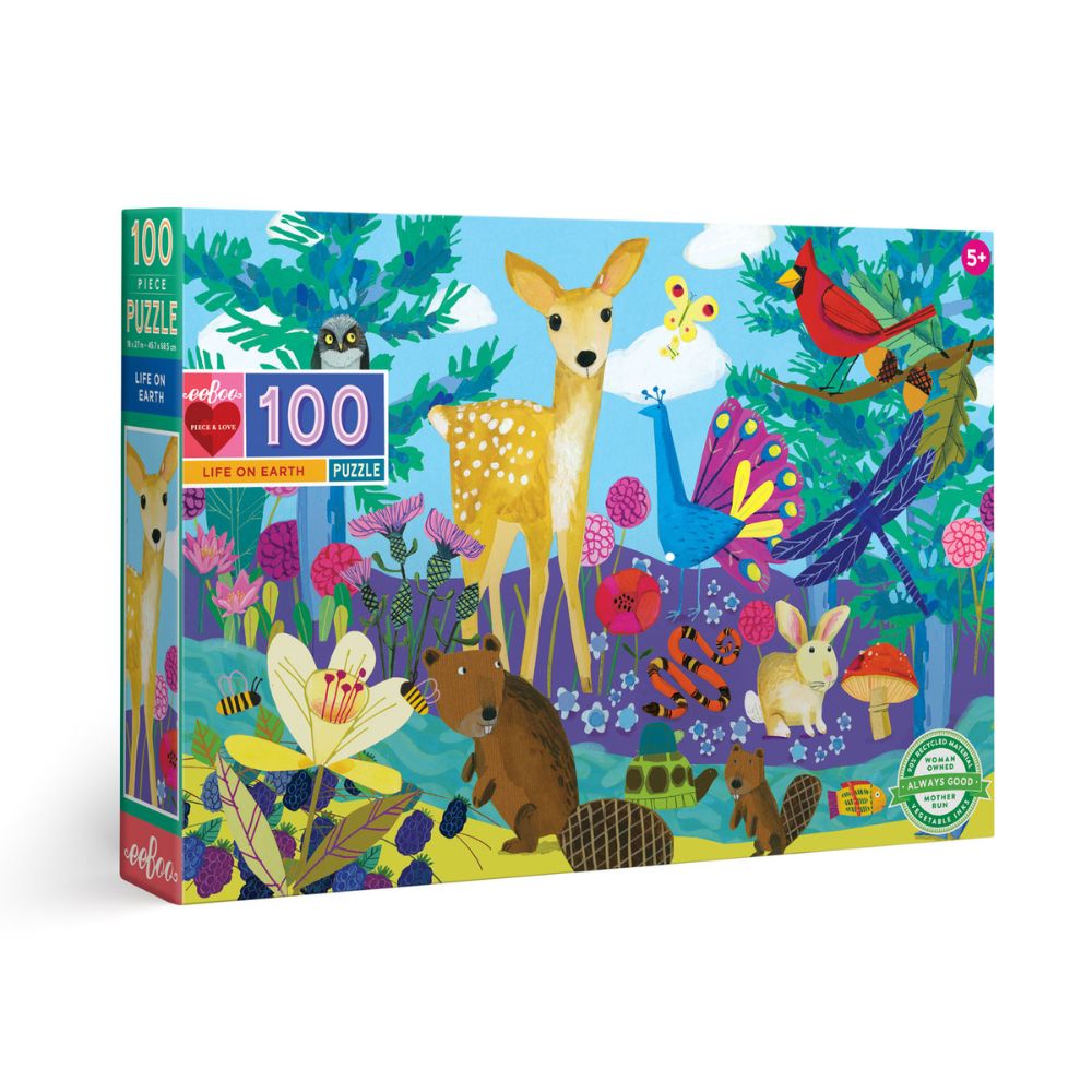 eeBoo Life On Earth 100-Piece Educational Puzzle for Kids | Fun Learning Activity for Children Ages 4-8 | Perfect for Family Game Night & Classroom Activities