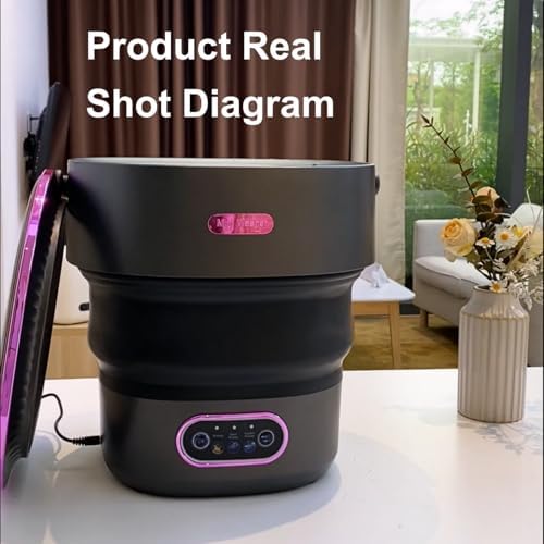 Portable Mini Washing Machine 15L - Compact Washer & Dryer for Underwear, Baby Clothes, Socks | Foldable & Lightweight for Apartments, Dorms, Camping, RV Travel | Perfect for Small Spaces & On-the-Go Laundry (Black)