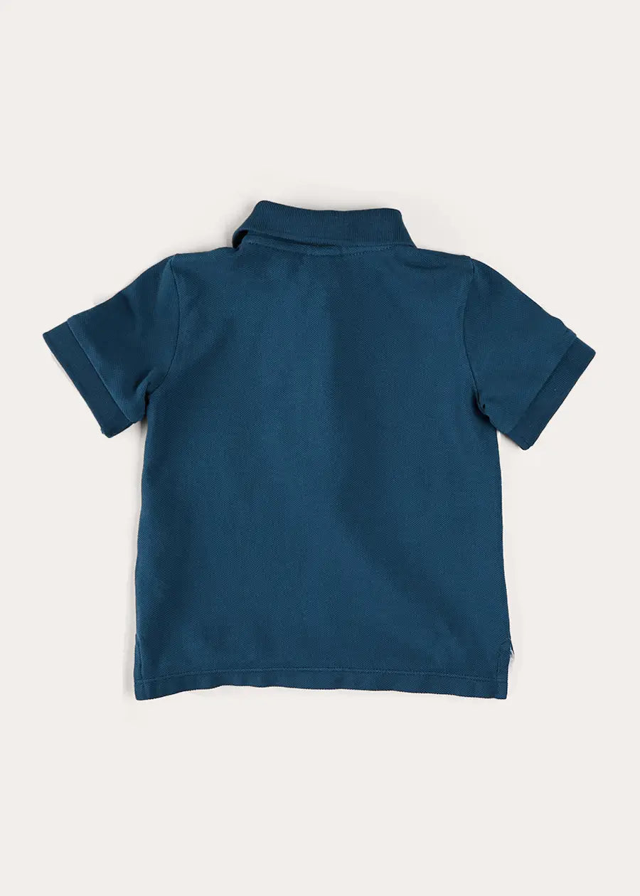 Men's Navy Blue Plain Short Sleeve Polo Shirt for Boys (2-10 Years) - Casual Summer Wear for School & Play
