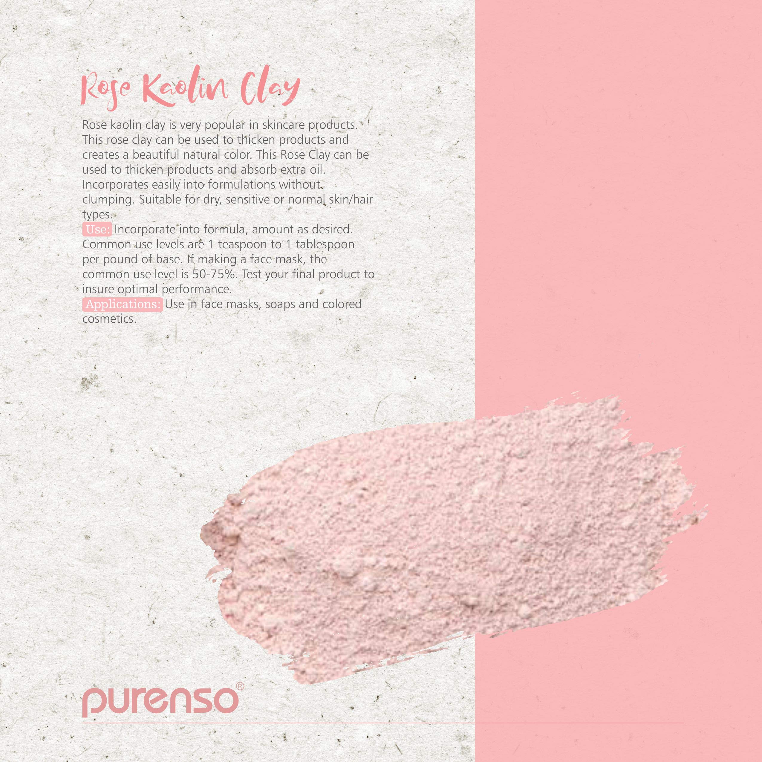 Purenso Select - Premium Rose Kaolin Clay Powder for Face & Skin Care, 1Kg (35.2 oz) - Natural Detoxifying & Exfoliating Mask for Glowing Skin, DIY Beauty & Spa Treatments