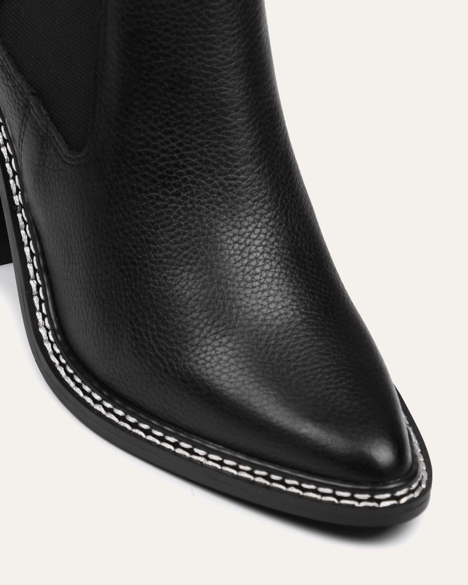 Luxury Black Leather High Ankle Boots for Women - Fashionable Winter & Fall Booties for Casual Outfits, Office Wear, and Night Out