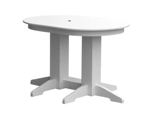 A & L Furniture Oval Dining Table with Free 2 Umbrella Holes - Perfect for Outdoor Patio, Garden, and Poolside Dining