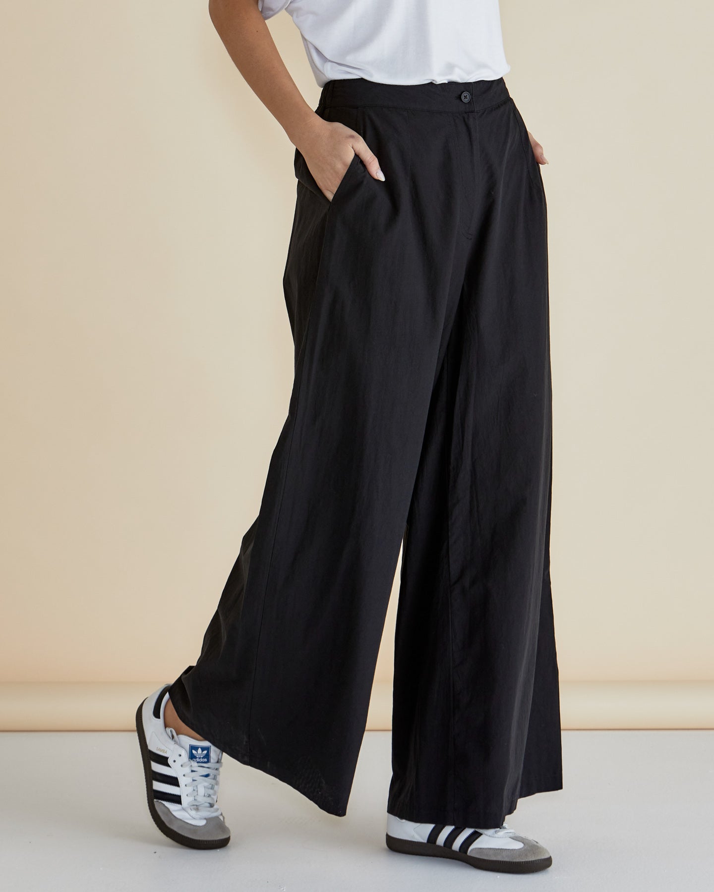 Betty Basics Women's Wendy Wide Leg Pants - High Waisted Linen Blend Casual Trousers for Work, Travel & Everyday Wear (Black)