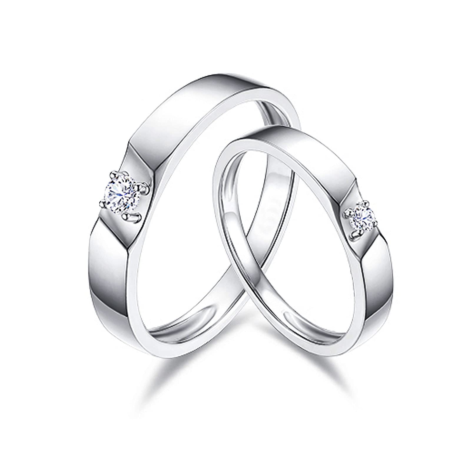 Diamond Matching Couples Rings for Him & Her - Sterling Silver/10K/14K/18K Gold Wedding Promise Rings with Free Engraving - Perfect for Anniversaries, Engagements & Romantic Gifts
