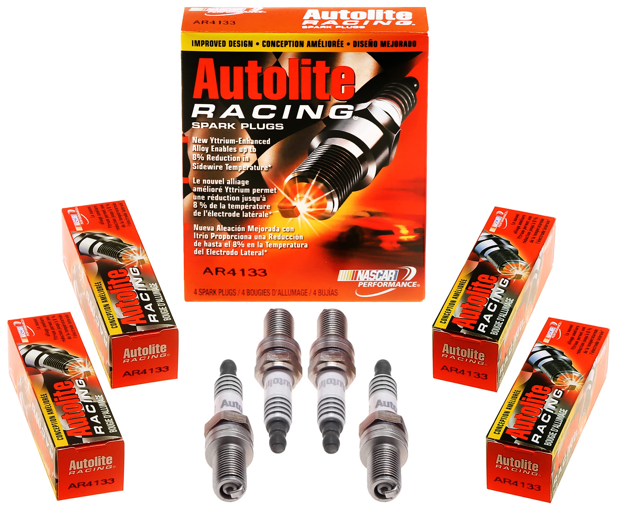 Autolite AR4133-4PK High Performance Racing Spark Plugs - Non-Resistor, 4 Pack - Perfect for High-Speed Racing, Track Days & Performance Tuning