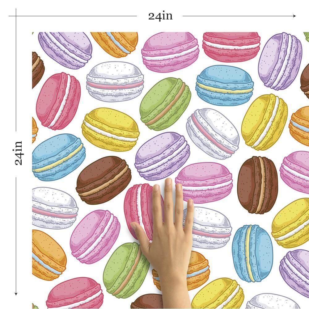 White and Brown Food Pattern Peel and Stick Removable Wallpaper - Self-Adhesive Decorative Wall Covering for Kitchen, Dorm Room, and Teen Bedroom Decor