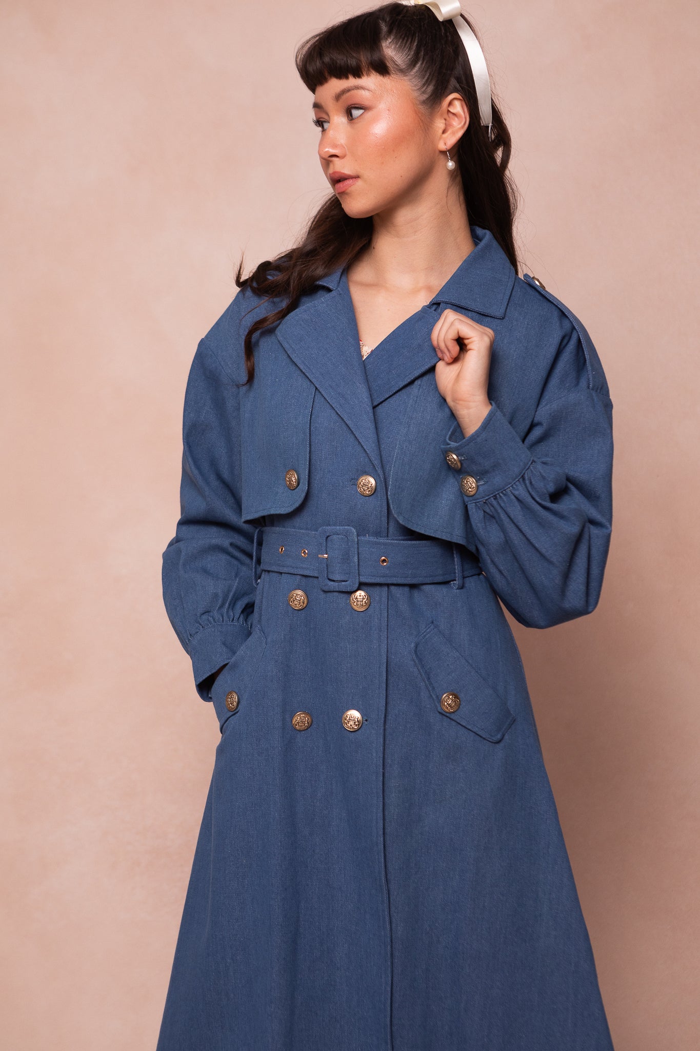 West End Denim Trench Coat for Women - Final Sale | Stylish Outerwear for Casual & Office Wear